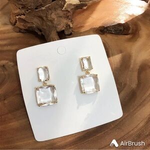 Yellow Gold Plated Clear Crystal Party Earrings!